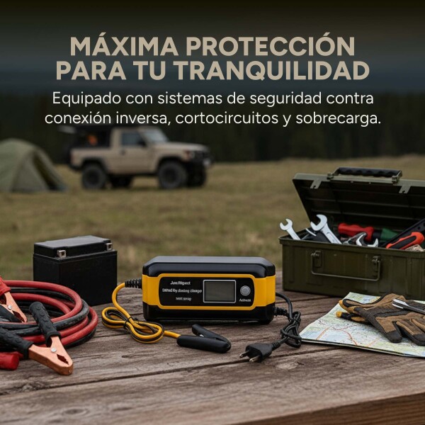 Cargador Bateria Inteligente Auto Moto Lancha Premium 14.6V® Color Amarillo