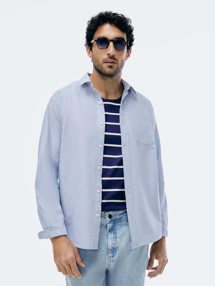 CAMISA OXFORD DE MANGA LARGA - CELESTE 