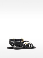 Sandalias De Piel Con Tiras Detalle Metálico negro