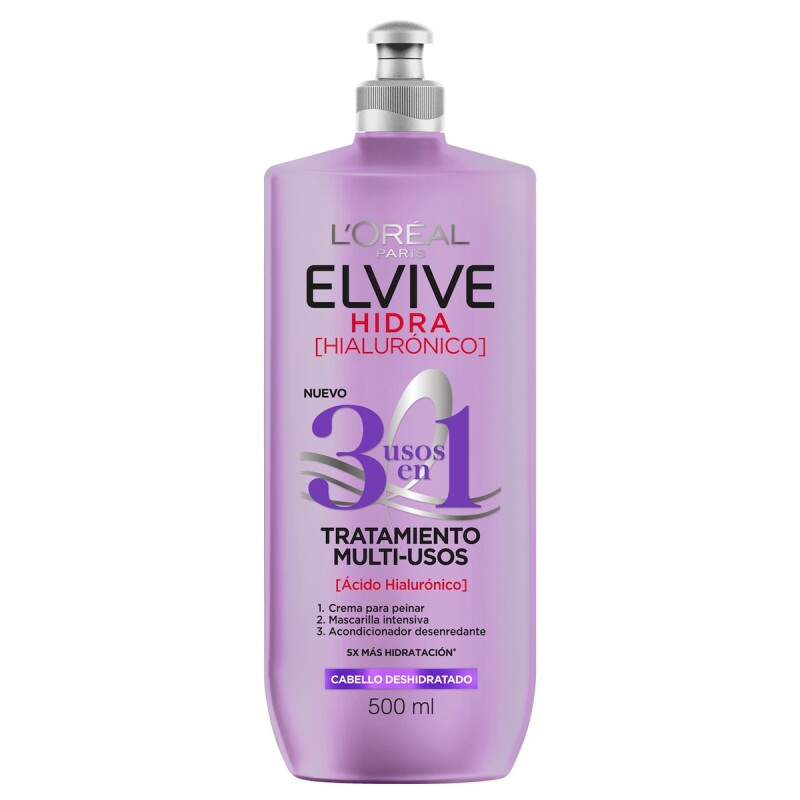 Tratamiento Multiusos 3 En 1 Elvive Hidra Hialurónico 500 Ml. Tratamiento Multiusos 3 En 1 Elvive Hidra Hialurónico 500 Ml.