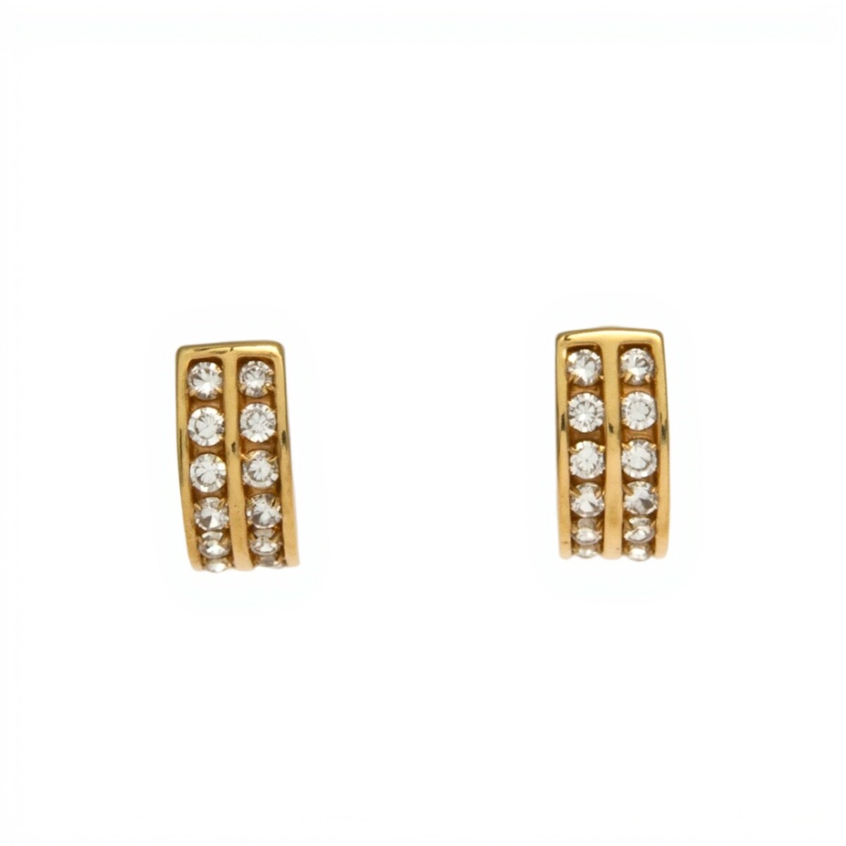 Caravanas Aros Zirconia doble fila y oro - Oro bajo - Zirconia- CA8149 - conpiedra 