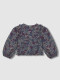 Blusa De Flores Con Tiras Fruncidas Azul Viejo