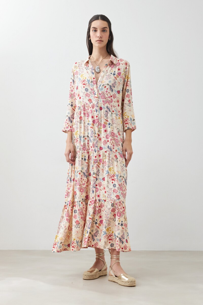 Maxi vestido estampado multicolor