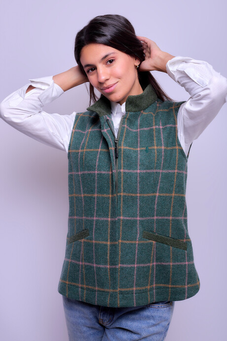 Chaleco Olivo Cuadros Verde