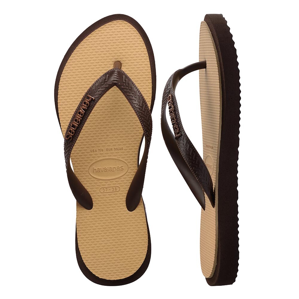 Sandalias Havaianas Top Point Fusion Mujer Marron Oscuro/Dorado