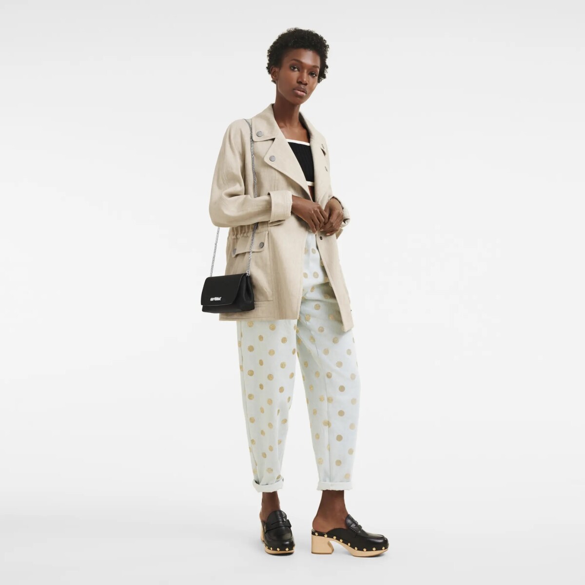Longchamp -Sobre de cuero, Roseau - Negro 