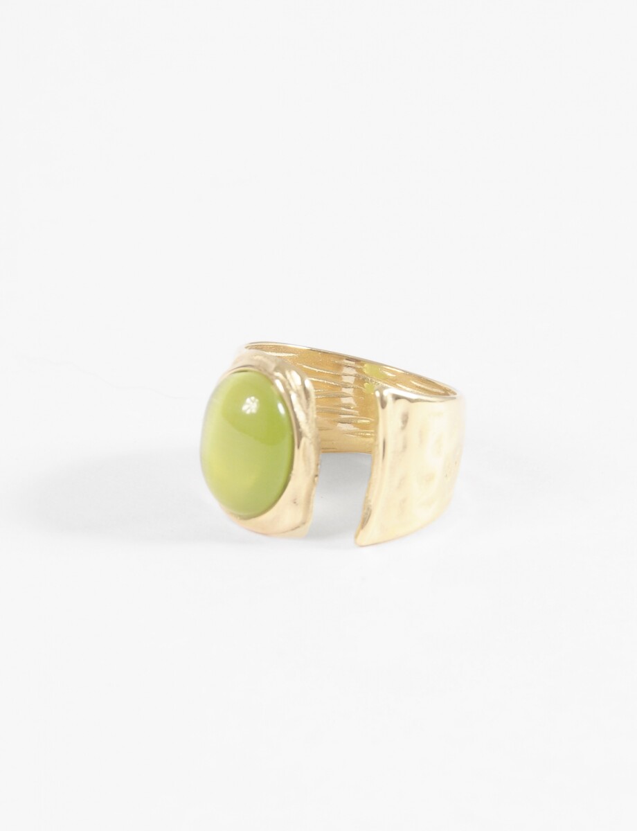 Anillo acero irregular piedra - dorado 