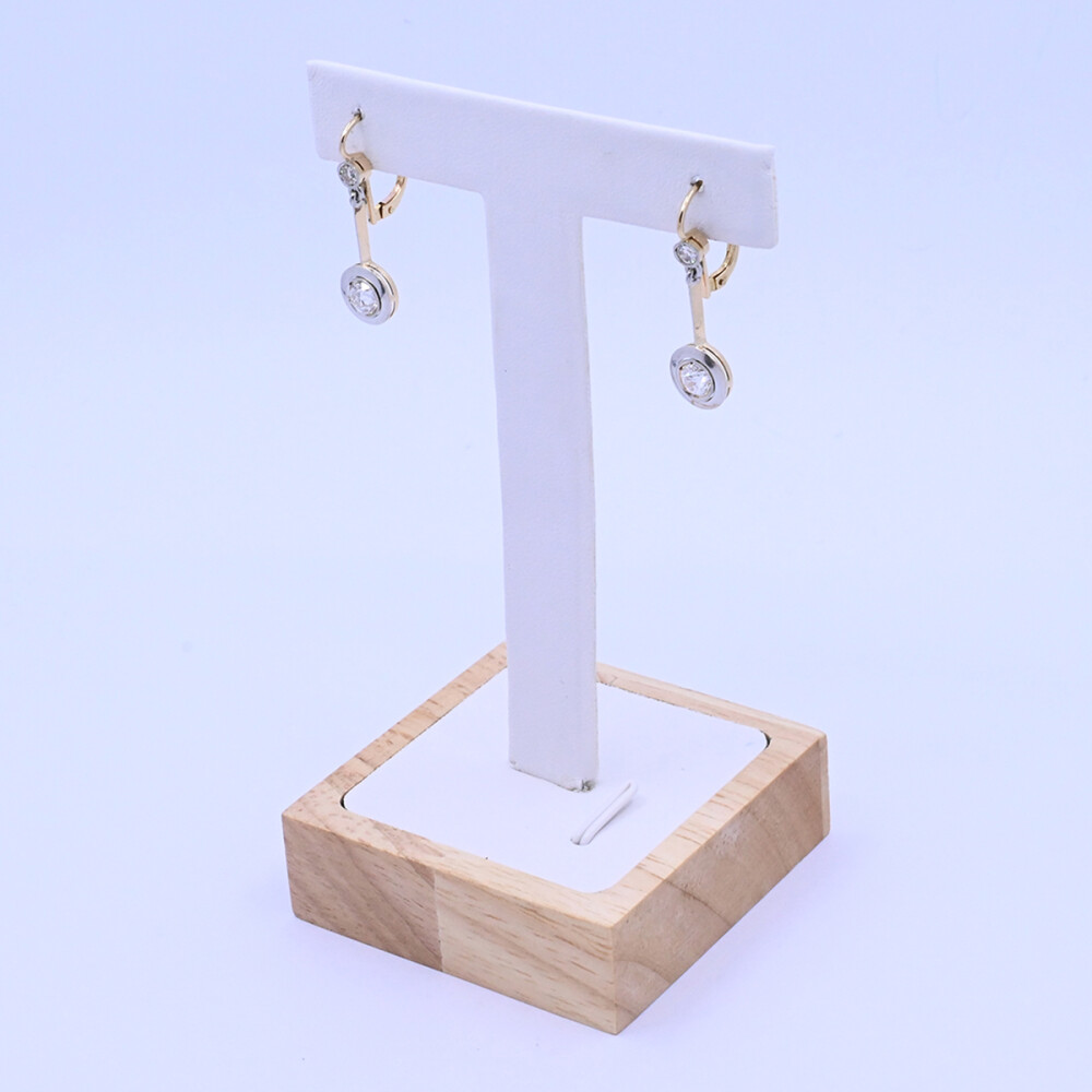 Caravanas antiguas oro 18k 2 tonos con brillantes. Caravanas antiguas oro 18k 2 tonos con brillantes.