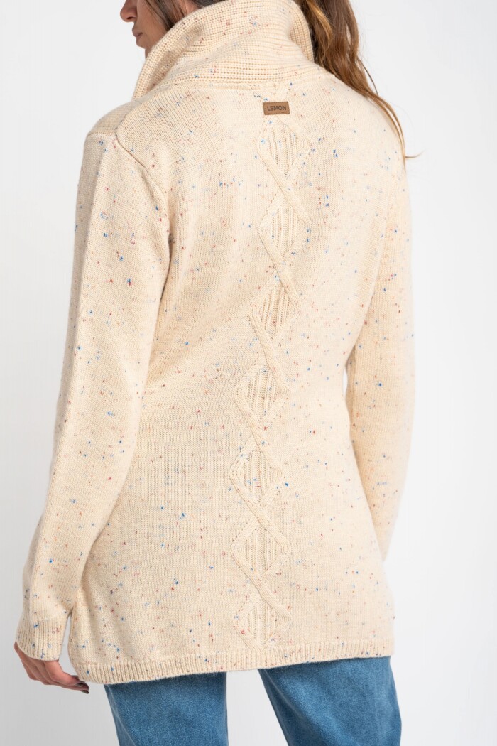 Cardigan Solapa Beige Melange