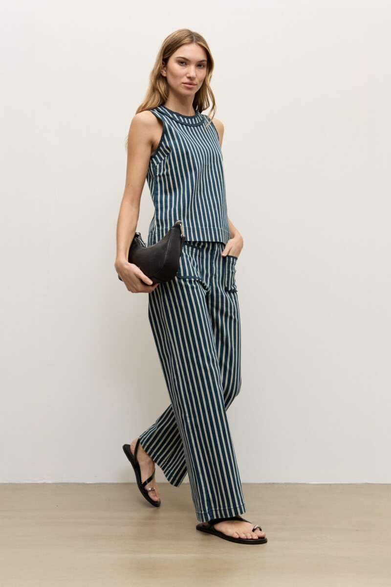 Top de jean rayado azul marino