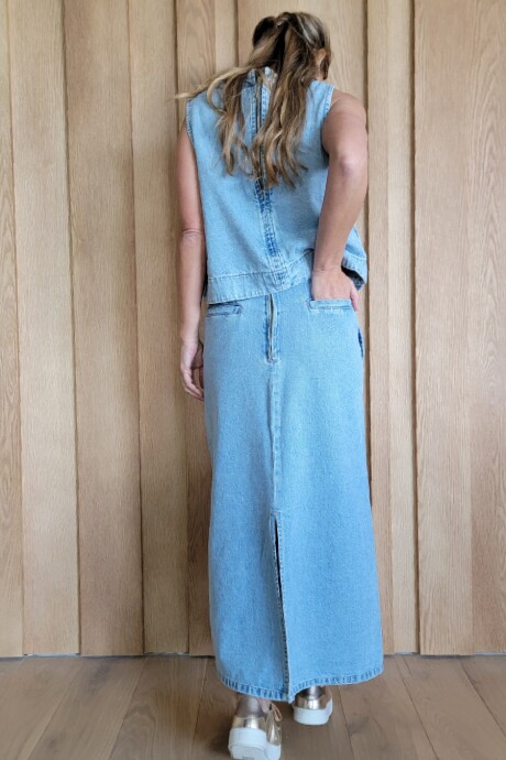 Pollera Gardenia Denim Celeste