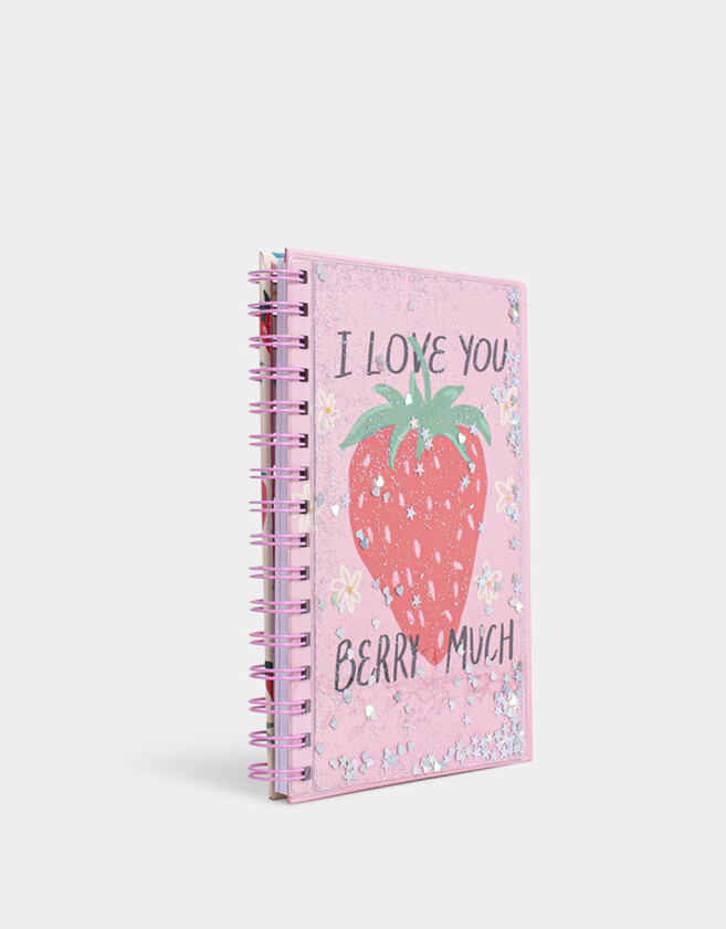 Anotadores Cuadernos y Memos Glitter Movible Cuaderno A5 "i Love You Berry Much" - Rosa Claro