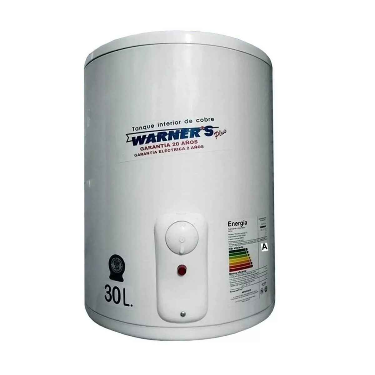 Termotanque Eléctrico Warner's Cobre 30 Lts Blanco 