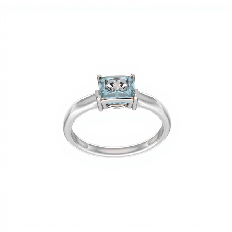 Anillo Solitario-Plata rodinada-Piedra Topacio azul-AN2012 conpiedra
