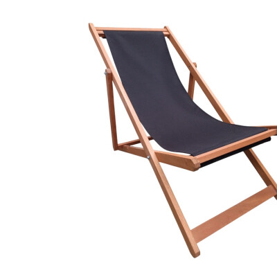 Perezoso Plegable Madera y Lona Negro