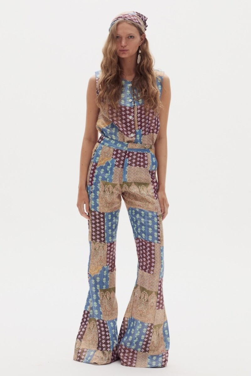 Pantalón Emilia en Lino Metalizado Padma Gold Print Padma Gold Print