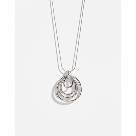 Collar Con Dije Circular Plateado Rodio