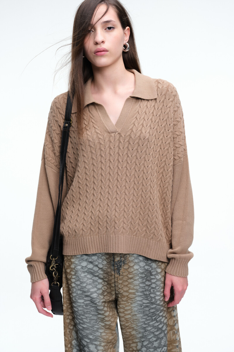 SWEATER TRENZAS Mostaza