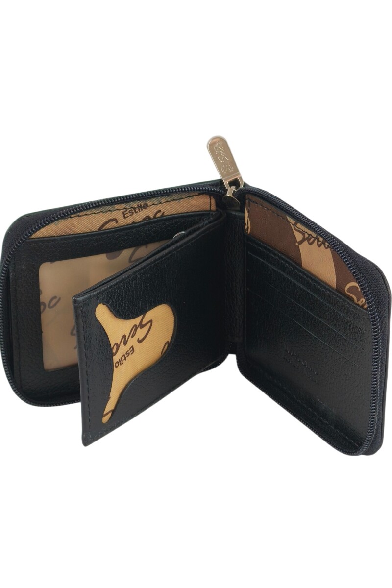 Billetera con cierre en cuero Negro