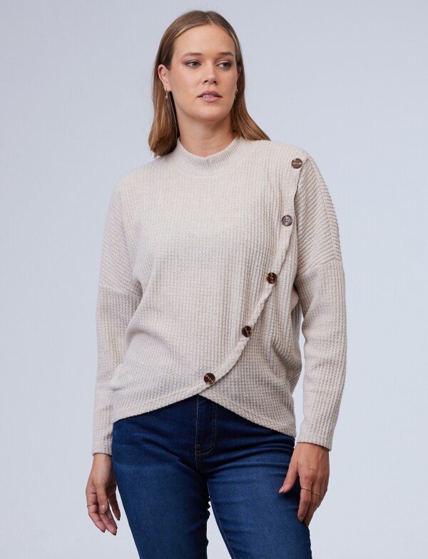 Buzo Cruzado Botones BEIGE