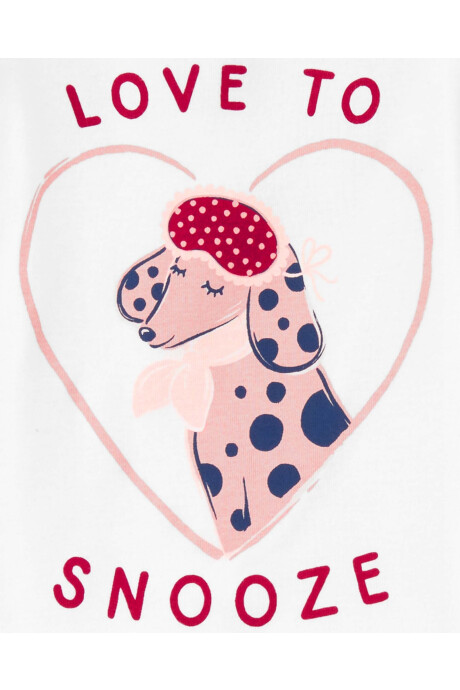 Pijama cuatro piezas de algodón, dos remeras y dos pantalones diseño dálmata Sin color