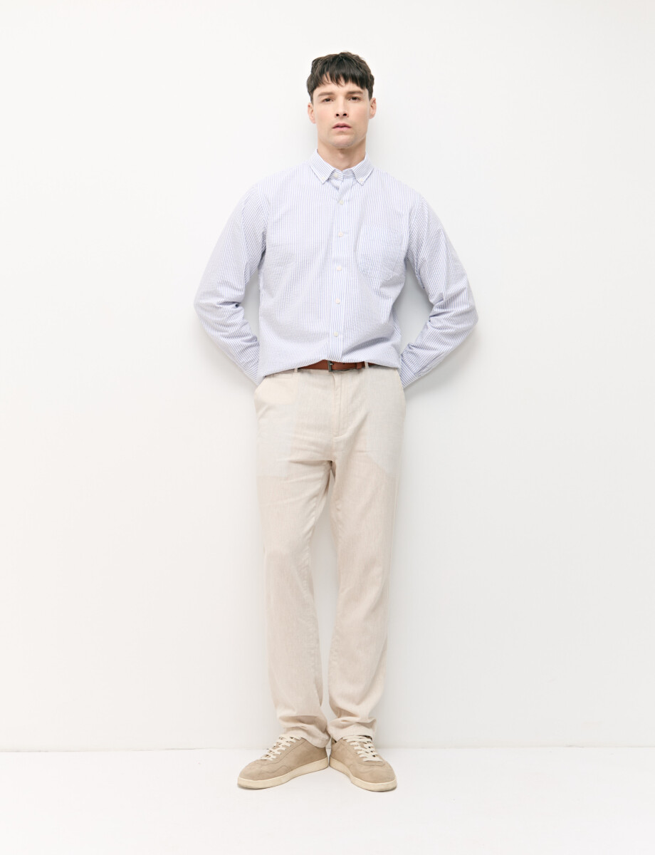 012733 CAMISA CLOQUE WILL Gris/blanco
