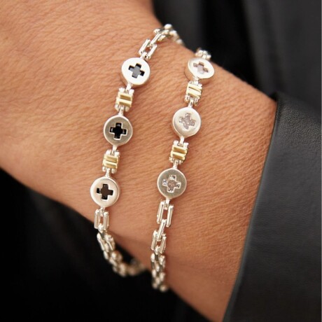 Pulsera Maddy White - Plata y Oro Pulsera Maddy White - Plata y Oro