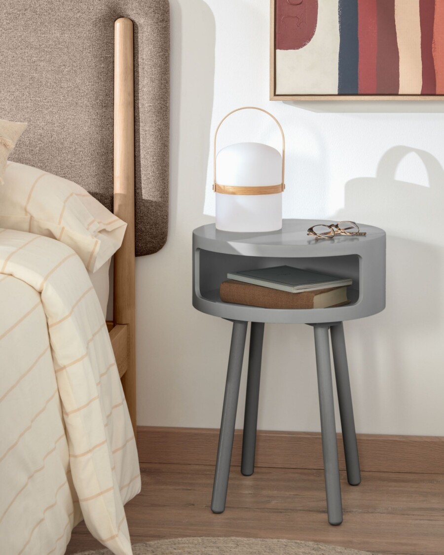Mesa auxiliar Kurb B Ø 40 cm gris