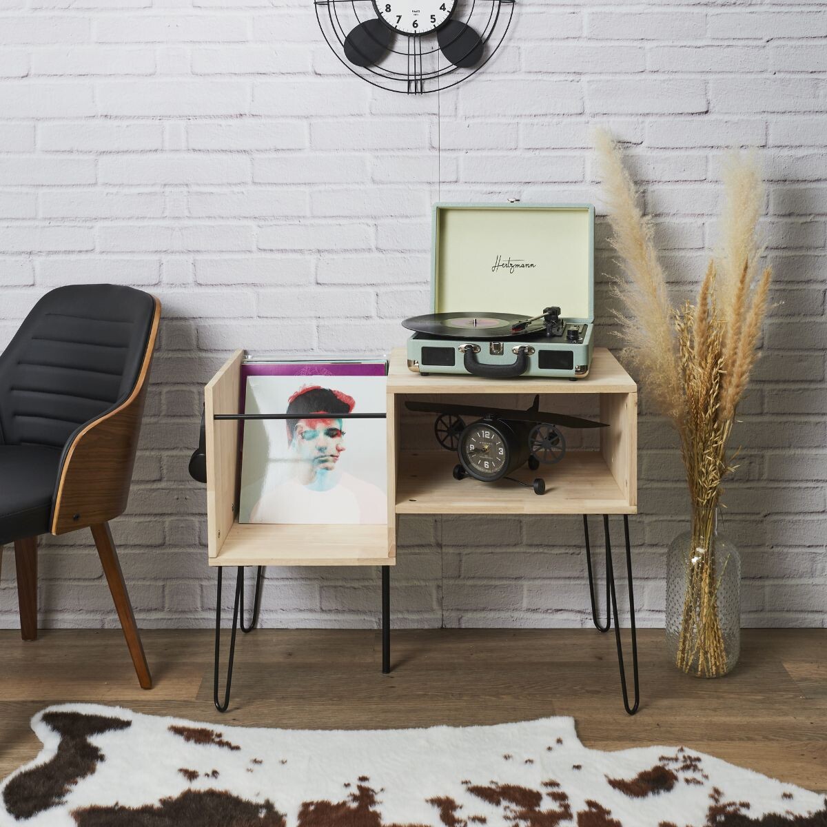 Mueble rack para tocadiscos y vinilos 