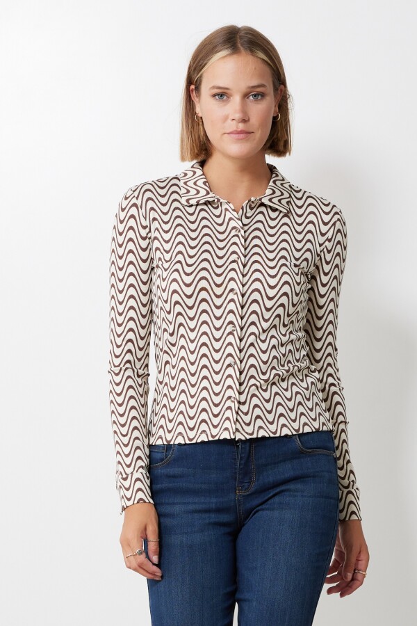 Camisa Cropped MULTI/MARRON