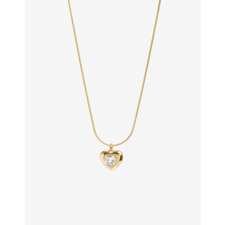 Collar De Acero Con Cubic Dorado