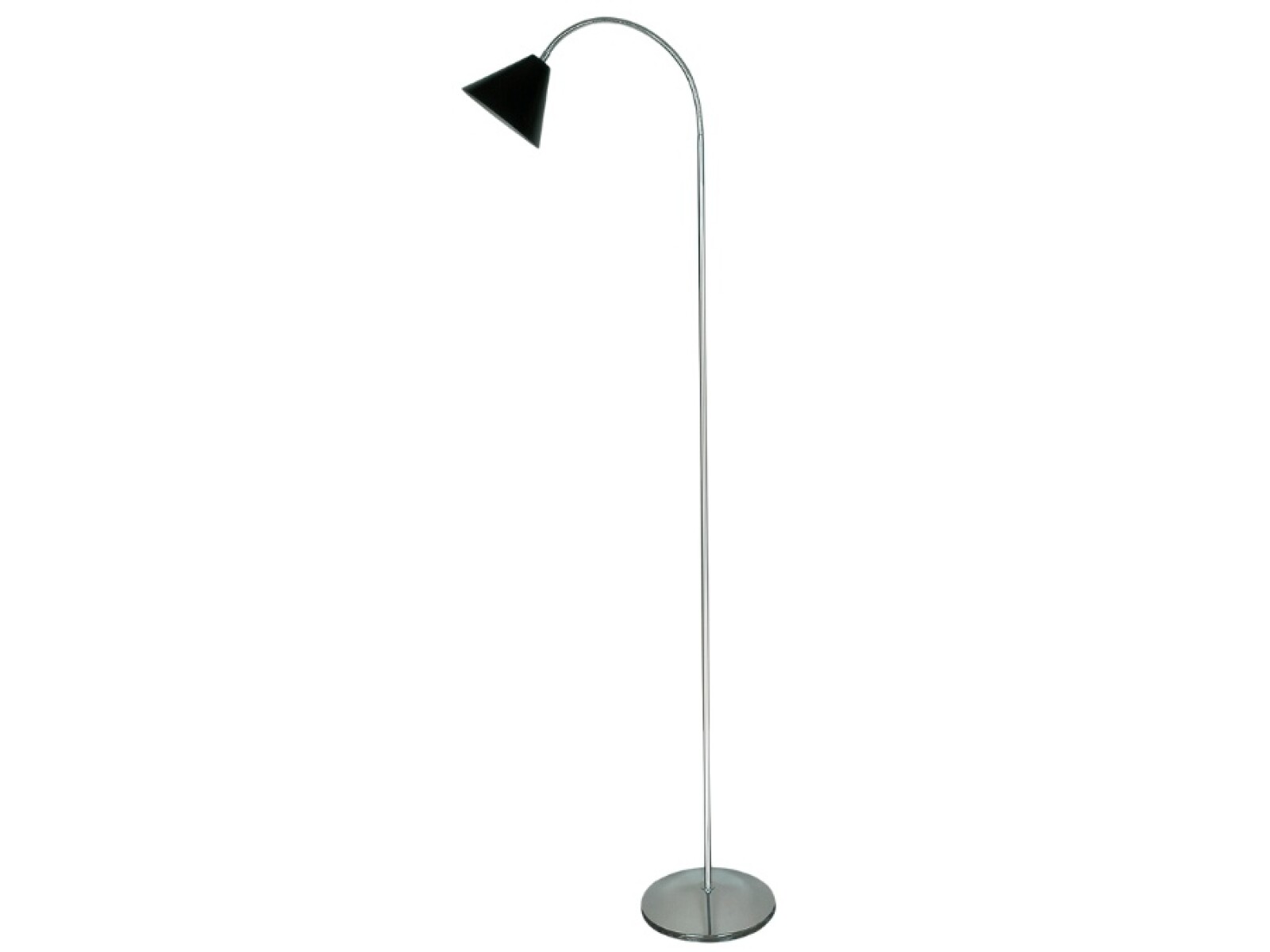 LAMPARA DE PIE BRAZO FLEXIBLE C/ PANTALLA CONICA CHAPA E27 NEGRO 