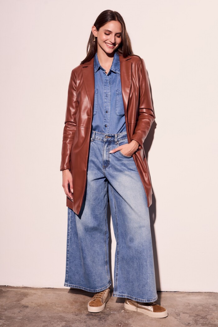 Trench Cuero Vegano Marron