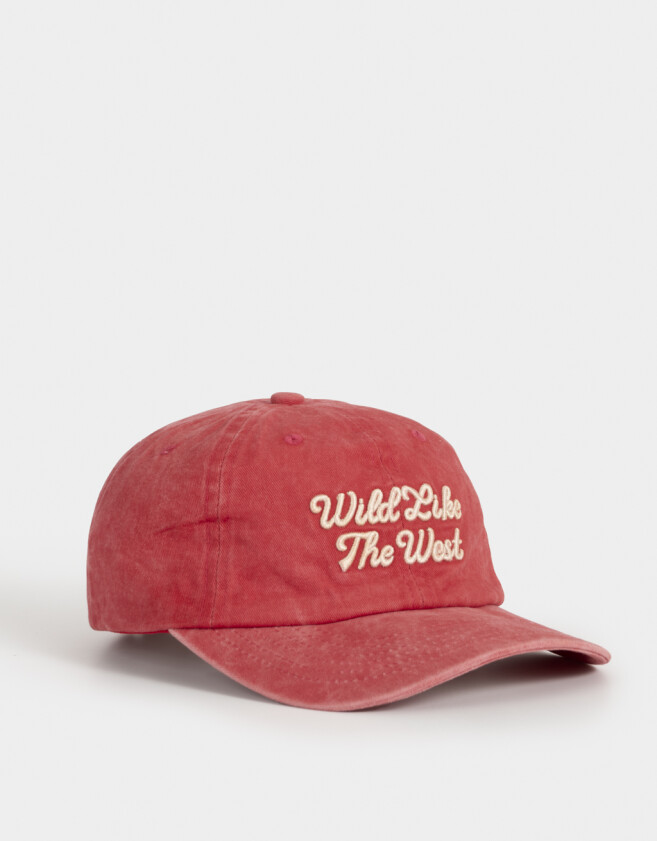 Caps Romántico Gorra Denim "wild Like The West" - Rojo Cereza