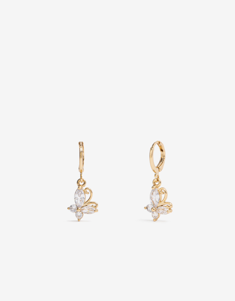 Aros Argollas Cubic zirconia Aros Argolla Mariposa Cubic Zirconia - Dorado