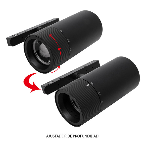 Spot Led p/riel magnet. 15W 1050lm 3tonos 15°-60° ZU0536