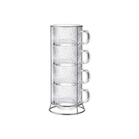 Set de Tazas de vidrio rústico con soporte - 160ml Sc