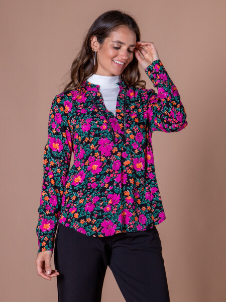 BLUSA BIASSA Negro Florcitas