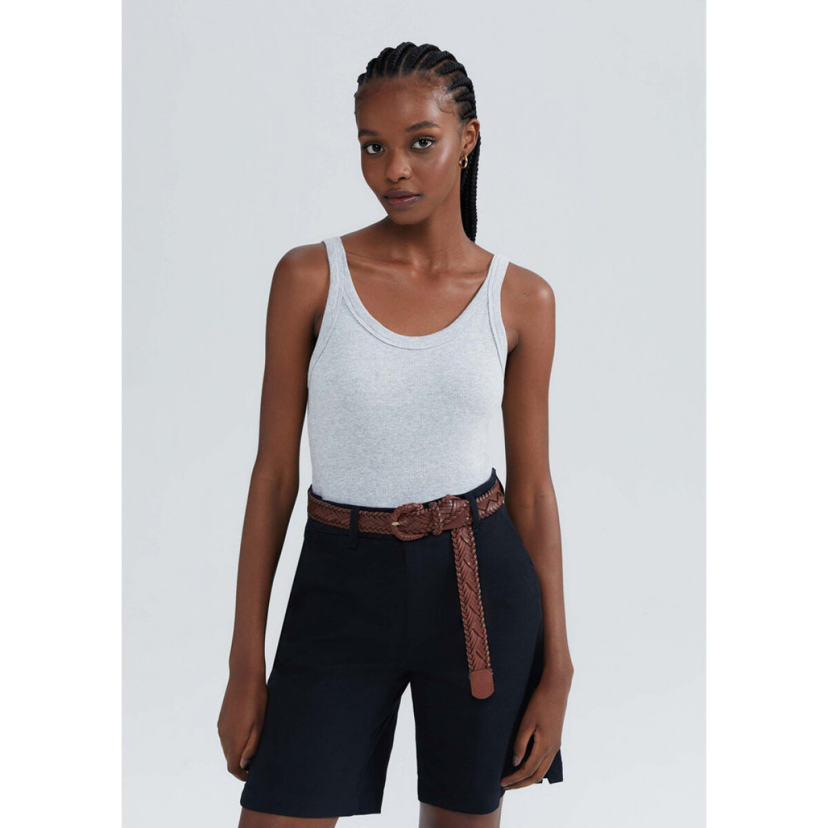 CAMISETA REGATA FEM - CINZA MESCLA 