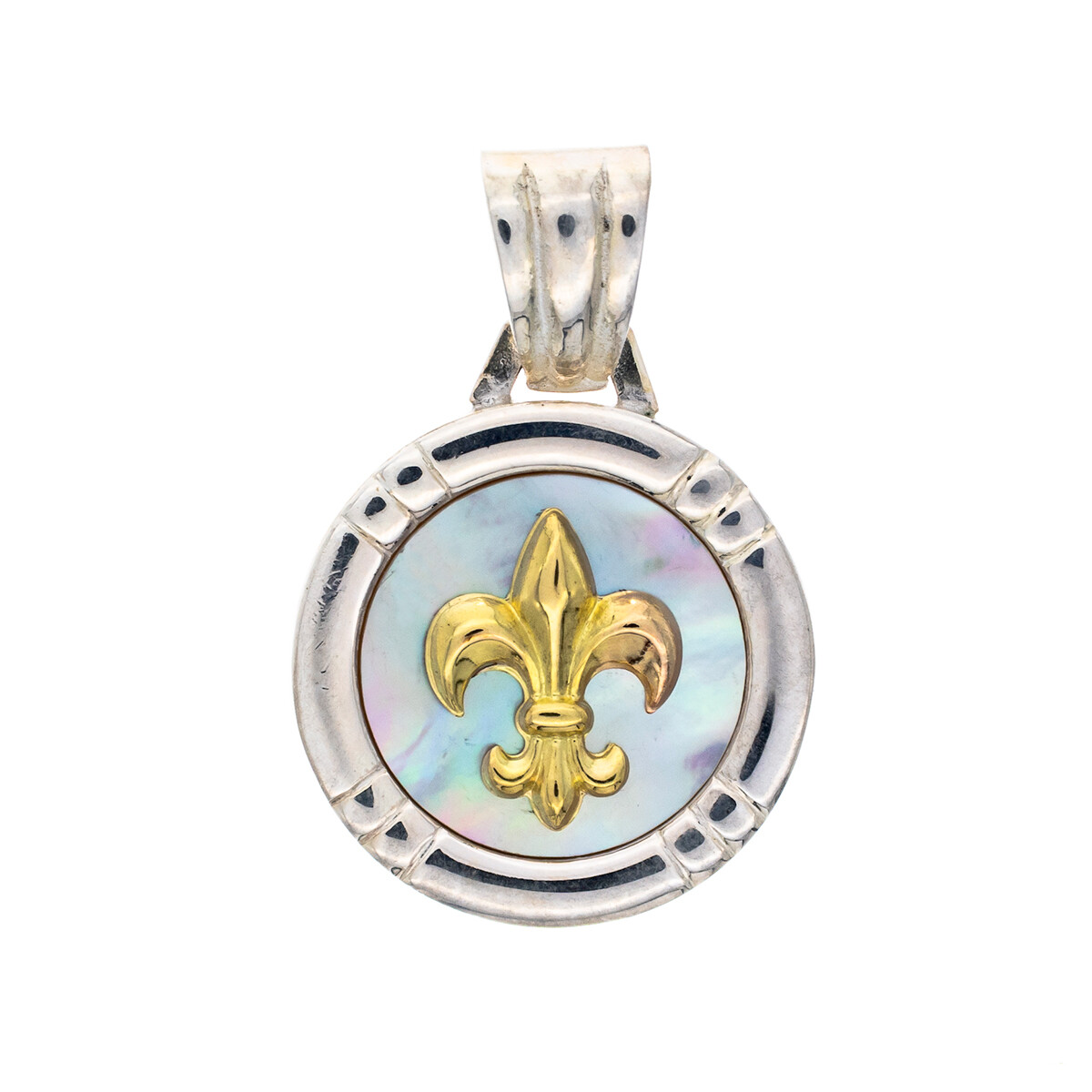 Colgante de plata 925, double en oro 18 ktes, FLOR DE LIS. 