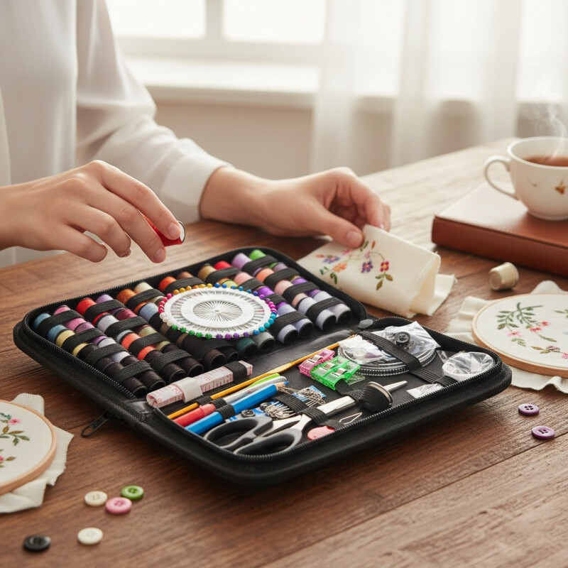 Set Kit De Costura Completo 175 Piezas Hilos Agujas Accesorios Sin Color