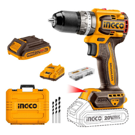 Atornillador 20V Percutor Compact c/Batería Ingco CIDLI20602 Amarillo