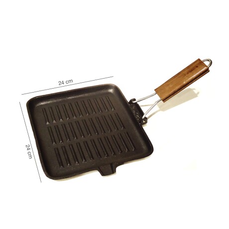 Plancha De Hierro Fundido Cuadrada Mango Rebatible 24x24 cm Negro