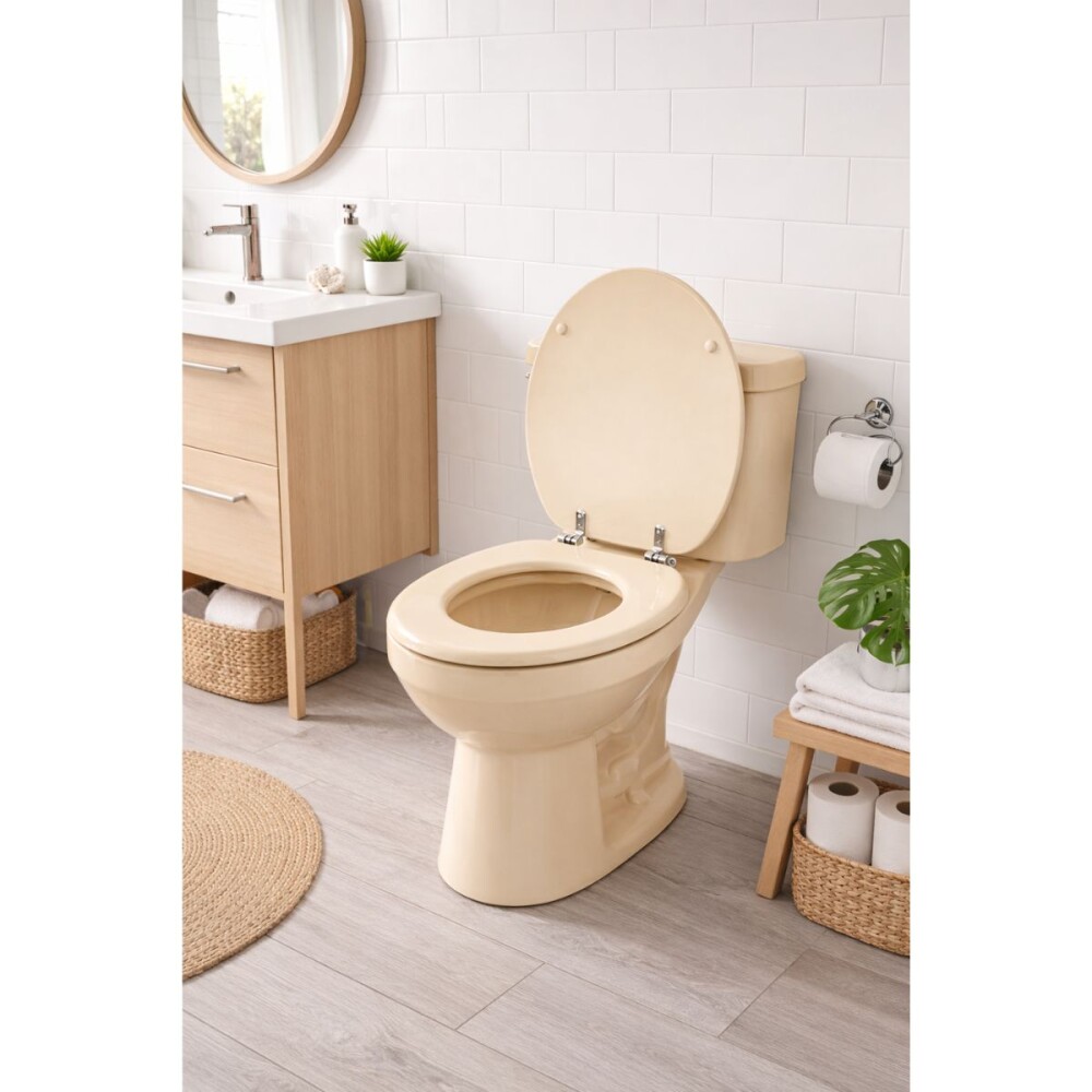 Tapa inodoro Beige en MDF con herraje metálico Tapa Inodoro Beige En Mdf Con Herraje Metálico