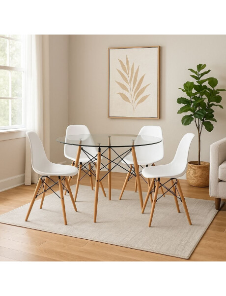 SILLA EAMES COMEDOR CON BASE EN MADERA BLANCA SILLA EAMES COMEDOR CON BASE EN MADERA BLANCA