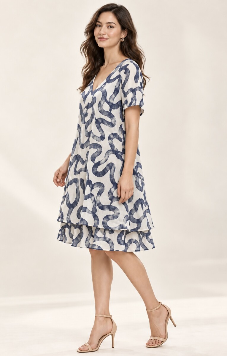 VESTIDO LUAN - ESTAMPADO BLANCO-AZUL 