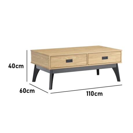 Mesa Ratona de Centro Living Lumax 2 Cajones 100% Madera Maciza Mesa Ratona de Centro Living Lumax 2 Cajones 100% Madera Maciza