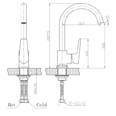 Griferia De Mesada Cocina Monocomando Cromo Quaranta 000