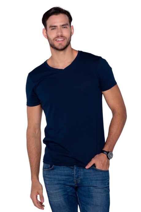 Camiseta escote en v Azul marino