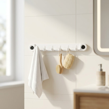 Gancho perchero adhesivo x6 redondo BLANCO